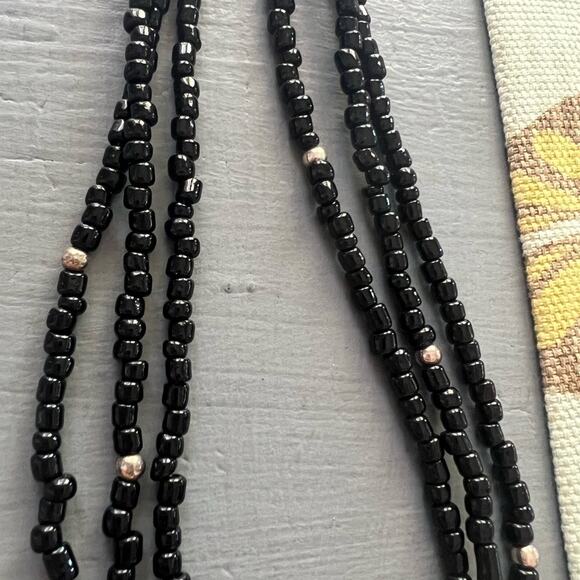 Silpada 925 Sterling Silver Black  Beaded Multi Chain Necklace - Picture 3 of 10